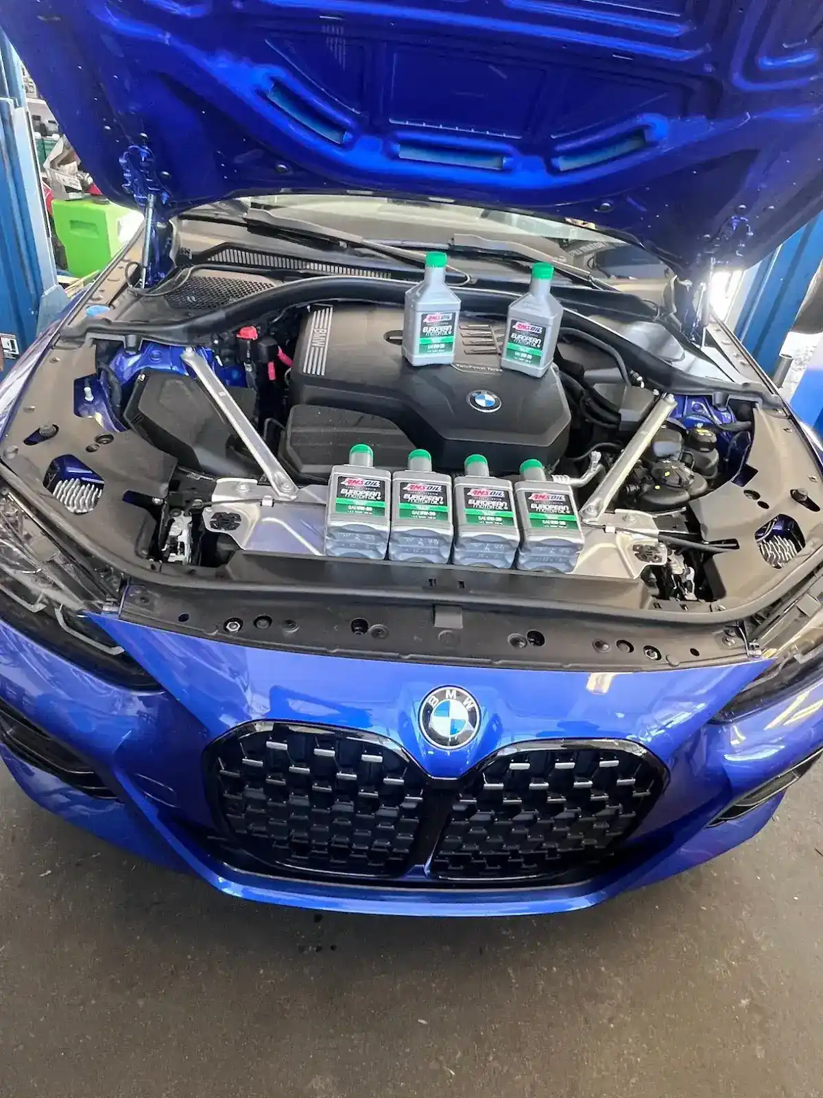 BMW full synthetic oil change in progress
